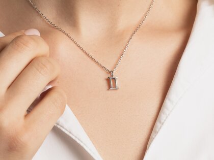 Zodiac sign pendant Gemini in 14K yellow gold, 42cm 1.1mm