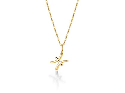 Zodiac sign pendant Pisces in 18K yellow gold