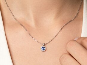 Pendant Windsor in 14K white gold with sapphire 0.60ct and diamonds 0.12ct
