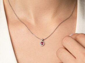 Pendant Windsor in 18K yellow gold with ruby 0.60ct and diamonds 0.12ct