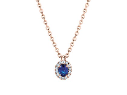 Pendant Windsor in 18K rosé gold with sapphire 0.60ct and diamonds 0.12ct