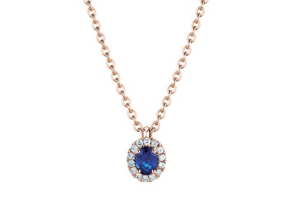 Pendant Windsor in 18K rosé gold with sapphire 0.60ct and diamonds 0.12ct