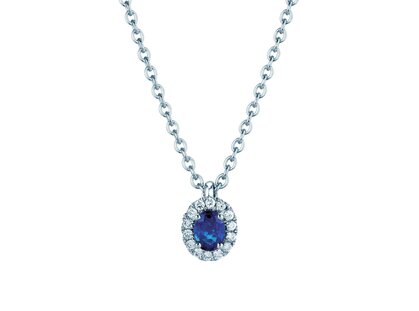 Pendant Windsor in platinum 950/- with sapphire 0.60ct and diamonds 0.12ct