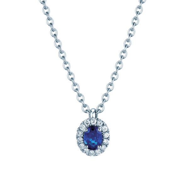 Pendant Windsor in 14K white gold with sapphire 0.60ct and diamonds 0.12ct