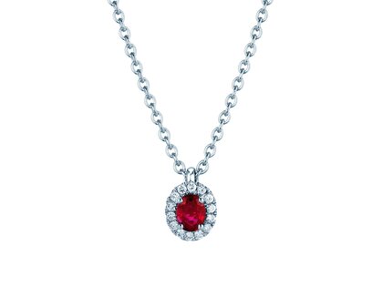 Pendant Windsor in 18K white gold with ruby 0.60ct and diamonds 0.12ct