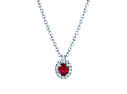 Pendant Windsor in 18K white gold with ruby 0.60ct and diamonds 0.12ct