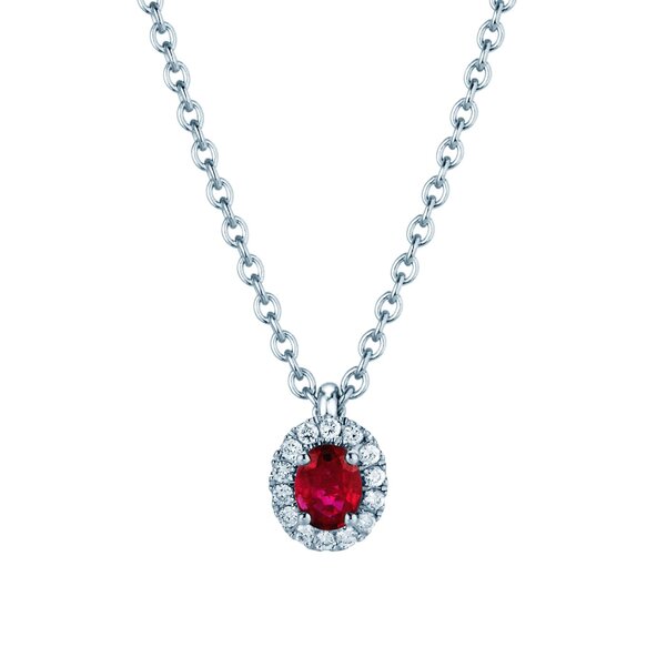 Pendant Windsor in 18K white gold with ruby 0.60ct and diamonds 0.12ct