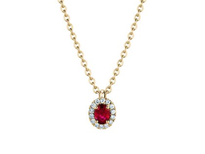 Pendant Windsor in 18K yellow gold with ruby 0.60ct and diamonds 0.12ct