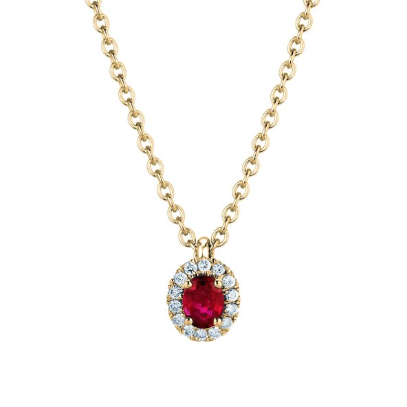 Pendant Windsor in 18K yellow gold with ruby 0.60ct and diamonds 0.12ct
