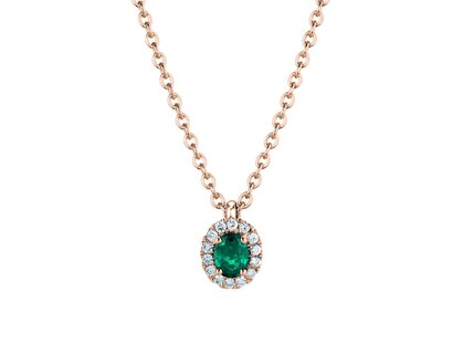 Pendant Windsor in 18K rosé gold with emerald 0.60ct and diamonds 0.12ct