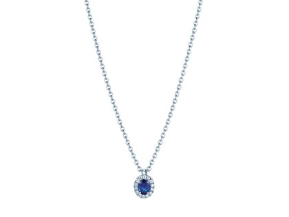 Pendant Windsor in 14K white gold with sapphire 0.60ct and diamonds 0.12ct