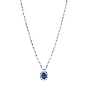 Pendant Windsor in 14K white gold with sapphire 0.60ct and diamonds 0.12ct