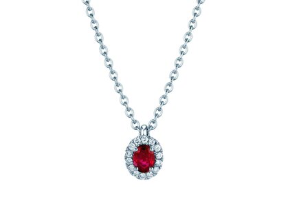 Pendant Windsor in 18K white gold with ruby 0.60ct and diamonds 0.12ct