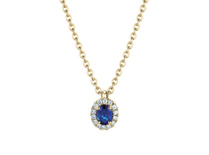 Pendant Windsor in 18K yellow gold with sapphire 0.60ct and diamonds 0.12ct