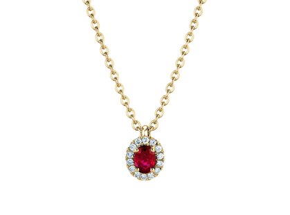 Pendant Windsor in 18K yellow gold with ruby 0.60ct and diamonds 0.12ct