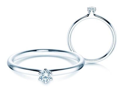 Engagement ring Classic 6 in 18K white gold with diamond 0.10ct H/SI