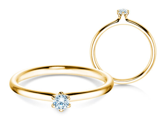 Engagement ring Classic 6 in 18K yellow gold with diamond 0.10ct H/SI