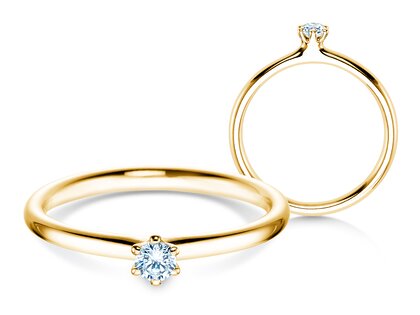 Engagement ring Classic 6 in 18K yellow gold with diamond 0.10ct H/SI