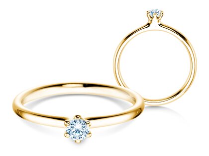 Engagement ring Classic 6 in 14K yellow gold with diamond 0.15ct H/SI