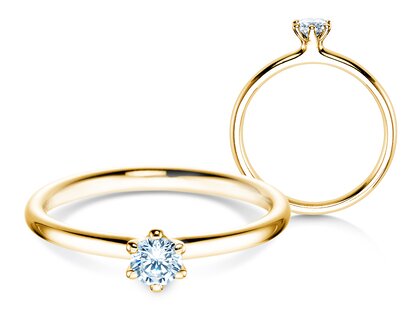 Engagement ring Classic 6 in 9K yellow gold with diamond 0.20ct H/SI