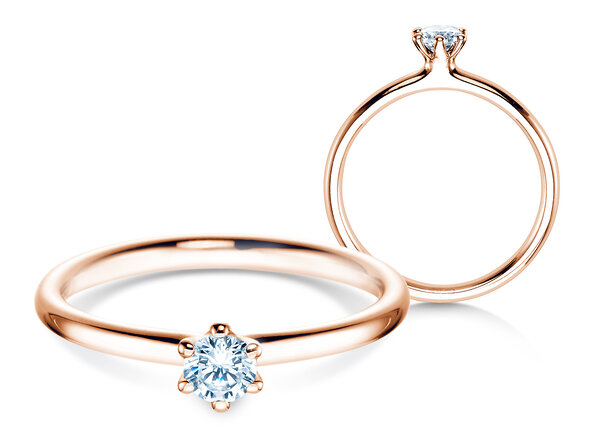 Engagement ring Classic 6 in 14K rosé gold with diamond 0.20ct G/IF