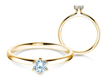 Engagement ring Classic 6 in 18K yellow gold with diamond 0.25ct D/IF