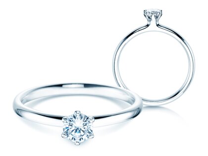 Engagement ring Classic 6 in 14K white gold with diamond 0.30ct G/IF
