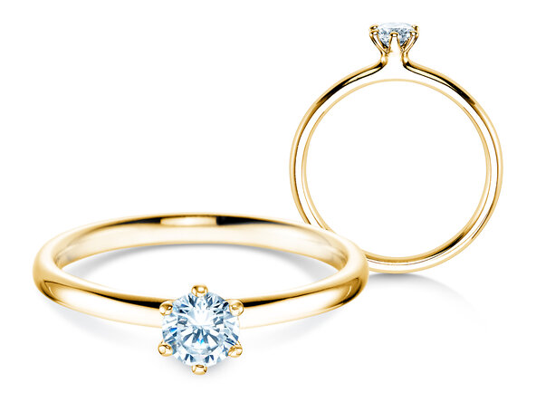 Engagement ring Classic 6 in 14K yellow gold with diamond 0.30ct H/SI