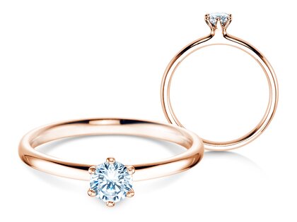 Engagement ring Classic 6 in 18K rosé gold with diamond 0.30ct H/SI