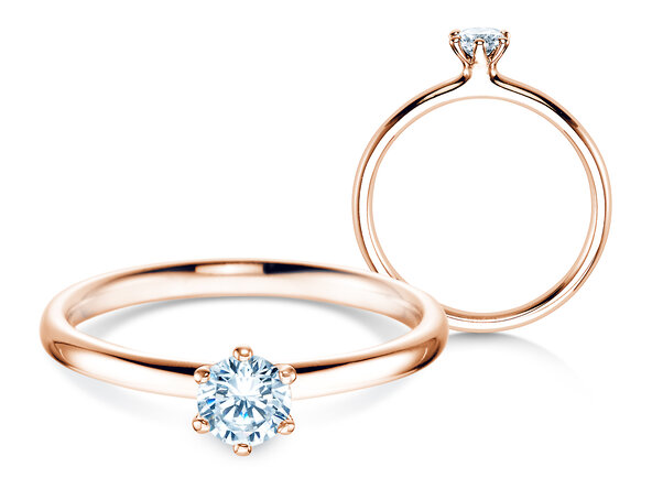 Engagement ring Classic 6 in 18K rosé gold with diamond 0.30ct H/SI