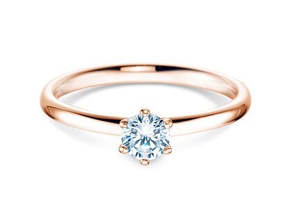 Engagement ring Classic 6 in 18K rosé gold with diamond 0.30ct H/SI