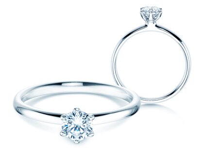 Engagement ring Classic 6 in 14K white gold with diamond 0.40ct G/SI