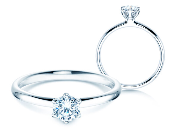 Engagement ring Classic 6 in 14K white gold with diamond 0.40ct G/SI