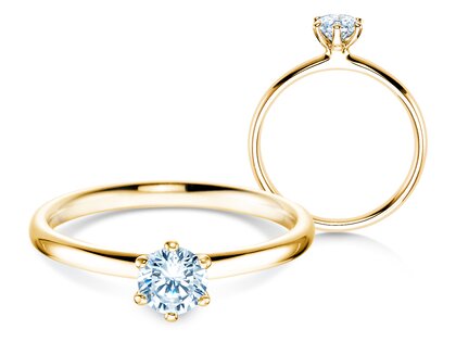 Engagement ring Classic 6 in 14K yellow gold with diamond 0.40ct H/SI