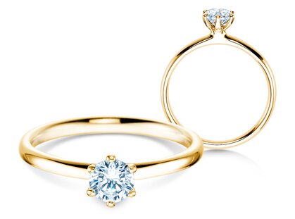 Engagement ring Classic 6 in 9K yellow gold with diamond 0.40ct G/SI