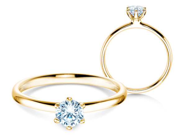 Engagement ring Classic 6 in 14K yellow gold with diamond 0.40ct H/SI