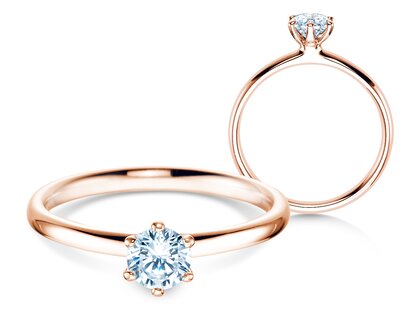 Engagement ring Classic 6 in 18K rosé gold with diamond 0.40ct H/SI