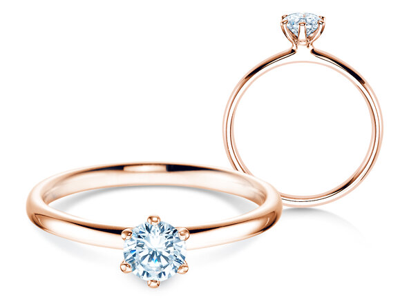 Engagement ring Classic 6 in 18K rosé gold with diamond 0.40ct H/SI