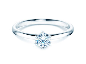 Engagement ring Classic 6 in 14K white gold with diamond 0.40ct G/SI