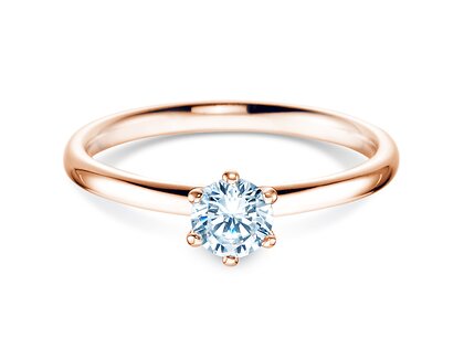 Engagement ring Classic 6 in 18K rosé gold with diamond 0.40ct H/SI