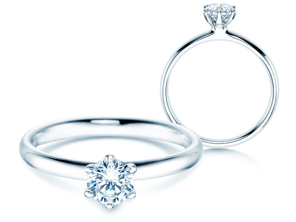 Engagement ring Classic 6 in 9K white gold with lab-grown diamond 0.50ct E/VS