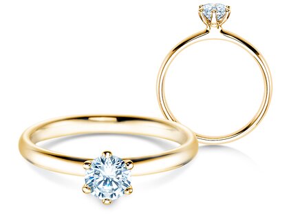Engagement ring Classic 6 in 14K yellow gold with lab-grown diamond 0.50ct E/VS