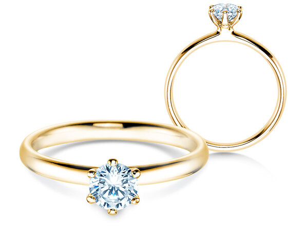 Engagement ring Classic 6 in 14K yellow gold with lab-grown diamond 0.50ct E/VS