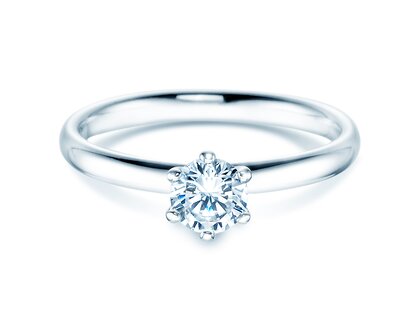 Engagement ring Classic 6 in 9K white gold with lab-grown diamond 0.50ct E/VS