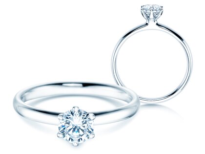 Engagement ring Classic 6 in 18K white gold with diamond 0.60ct H/SI