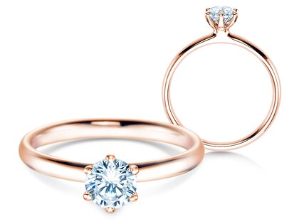 Engagement ring Classic 6 in 18K rosé gold with diamond 0.60ct H/SI