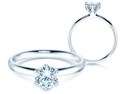 Engagement ring Classic 6 in 14K white gold with diamond 0.75ct H/SI