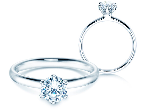 Engagement ring Classic 6 in 14K white gold with diamond 0.75ct H/SI