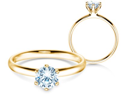 Engagement ring Classic 6 in 9K yellow gold with diamond 0.75ct G/SI