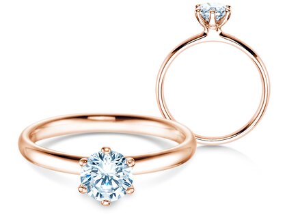 Engagement ring Classic 6 in 18K rosé gold with diamond 0.75ct H/SI